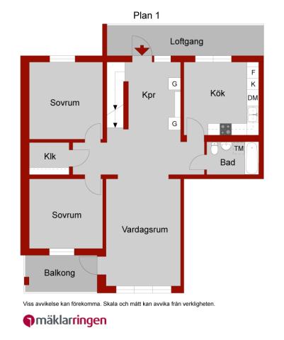 3 rum och kök i ett plan