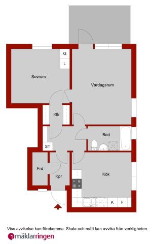 3 rum och kök i markplan