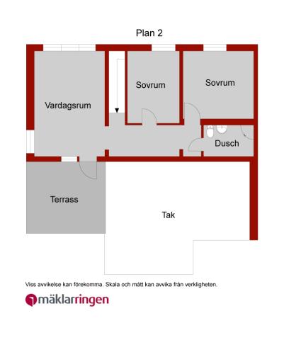 5 rum och kök i 2 plan, plan 2